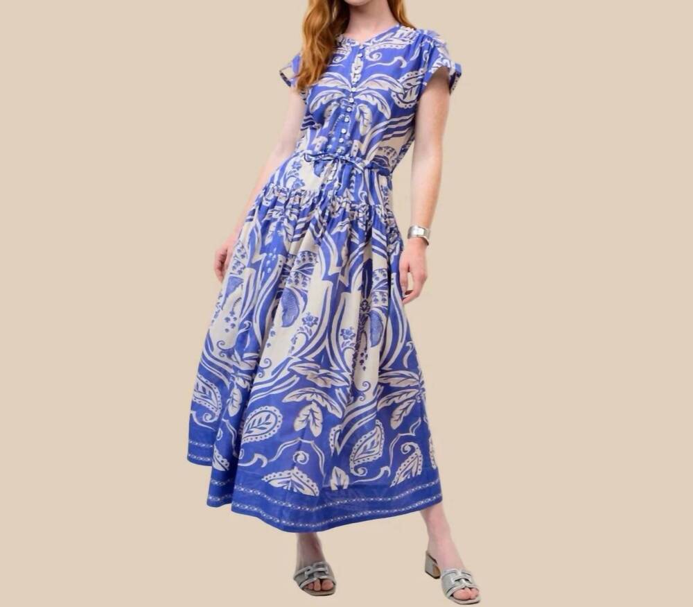 NEW UNCLE FRANK coastal current cotton maxi dress in blue